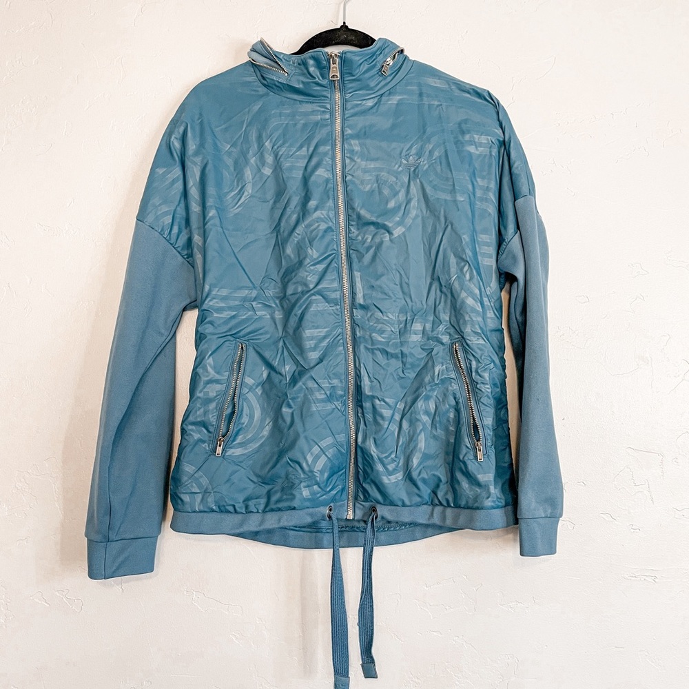 Adidas Teal Blue Hooded Jacket